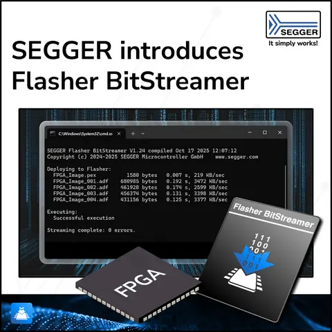 PR Graphic: Flasher BitStreamer Image of FPGA and BitStreamer icon with screen