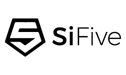 Logo of SiFive, featuring a stylized hexagon with a triangular element and the company name "SiFive" in bold letters. The design conveys a modern and tech-oriented aesthetic, indicating the company's focus on RISC-V architecture and semiconductor technology.