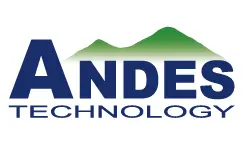 The image features the text "Andes Technology" prominently displayed. The word "Andes" is in large, bold blue letters, while "Technology" is in smaller blue letters below. A green mountain silhouette is positioned above the text, symbolizing the Andes Mountains.