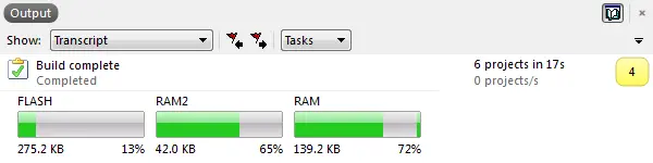 embedded studio output memory usage