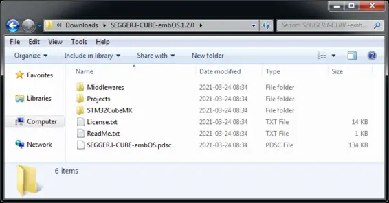 Folder structure of the I-CUBE-EMBOS MadeForSTM32