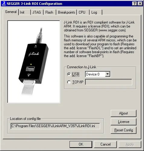 j-link rdi config