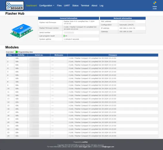 Flasher Hub-4 web interface