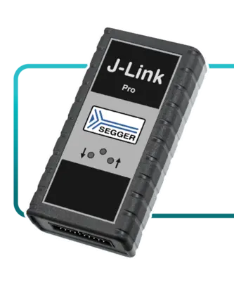 Image showing a green frame with a centered SEGGER J-Link PRO