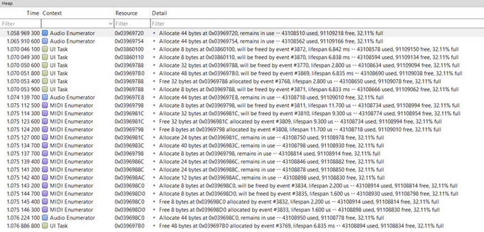 SystemView Heap Monitoring Window