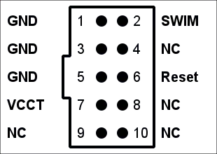 STM8 Adapter Pinout 10 Pins