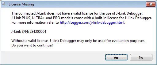 J-Link Debugger Missing