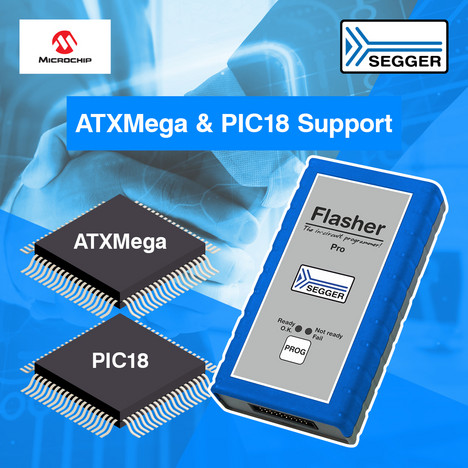 News graphic: Two microcontrollers and SEGGER Flasher