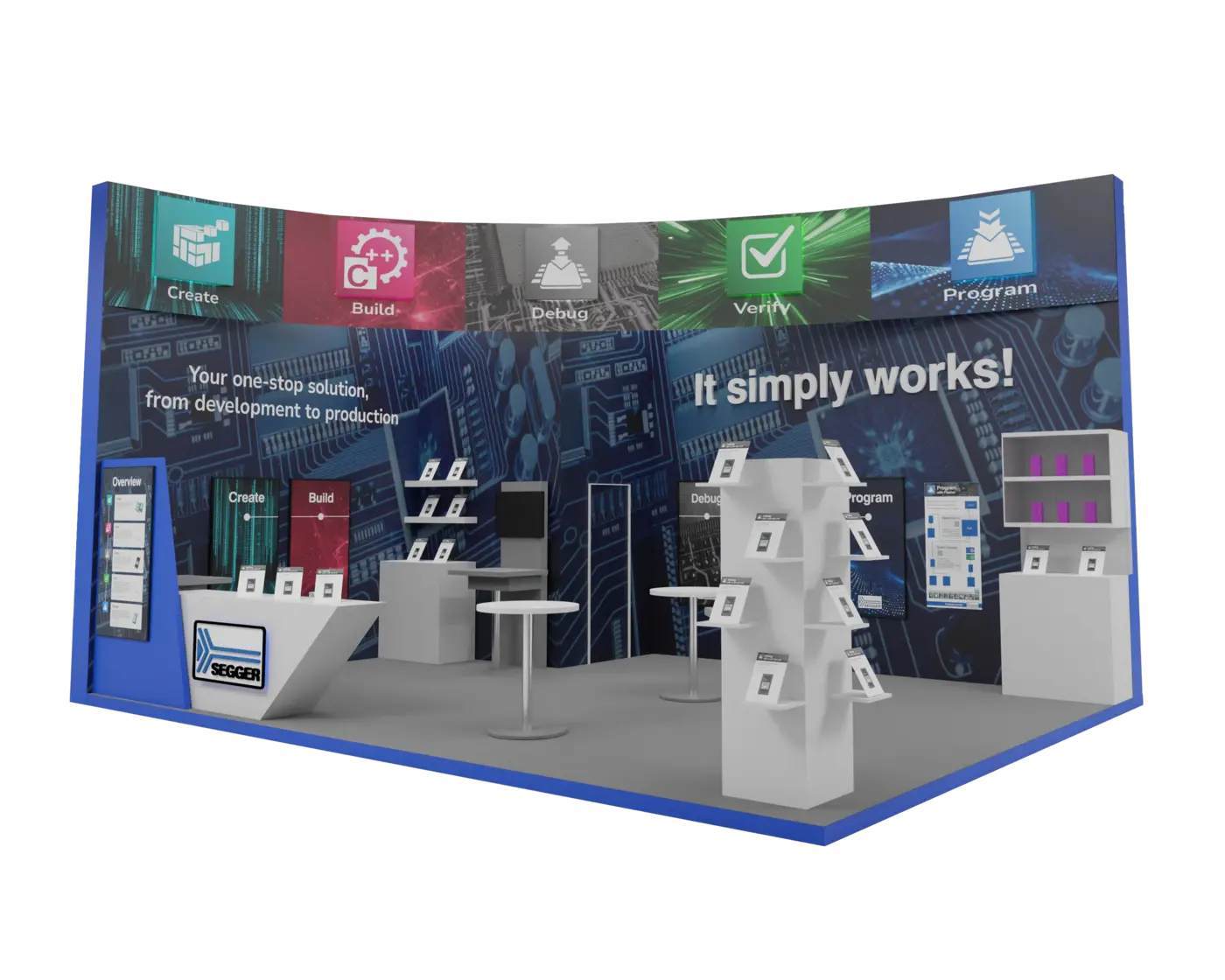 Rendering of the SEGGER booth at the embedded world 2025