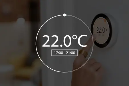 Use case image for emWin used on consumer products showing a GUI for a temperature control