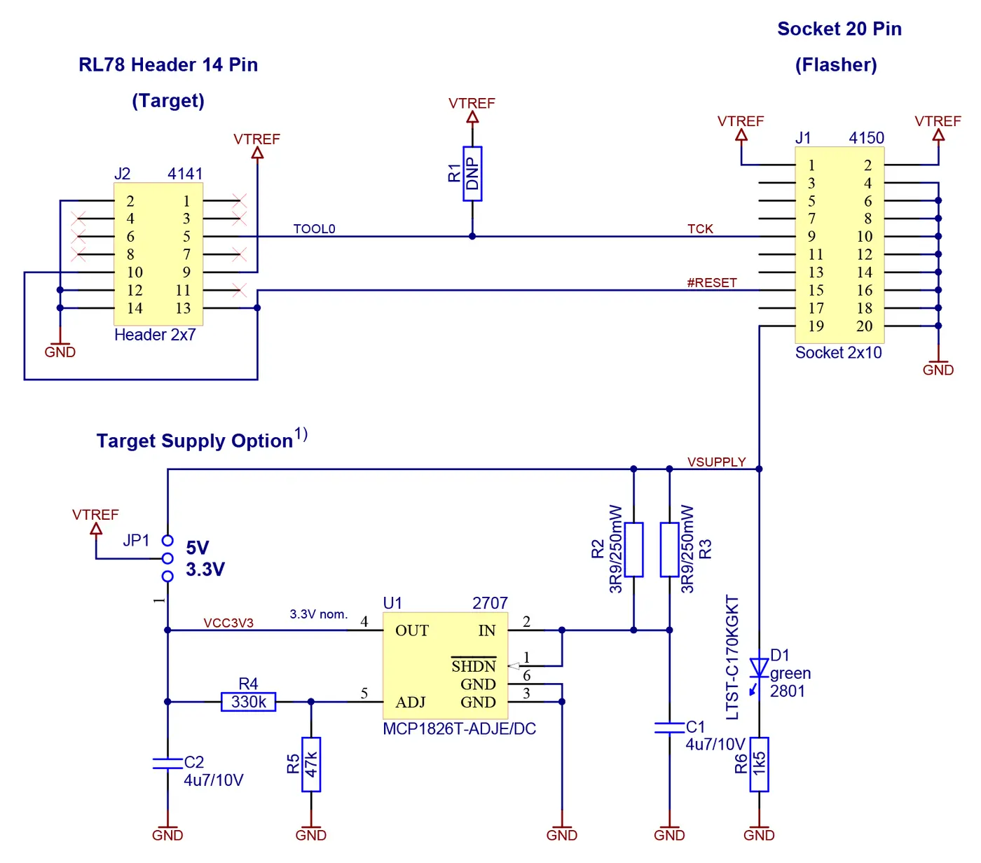 RL78 14-Pin Programming Adapter Schematics