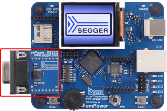 Product photo of SEGGER emPower board with RS232 add-on module