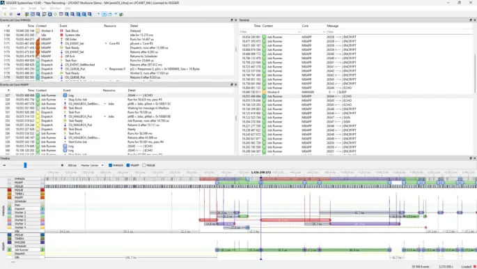 Terminal window shows a list of log messages