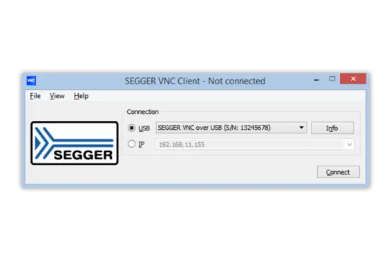 SEGGER VNC Client main window on Windows 