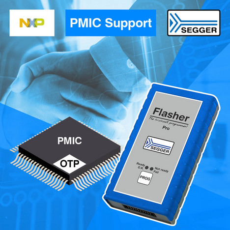 News graphic including NXP chip and SEGGER Flasher PRO