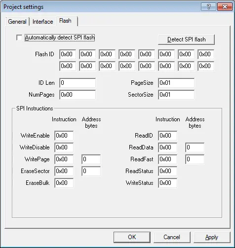 J-Flash Project Settings Flash Manual