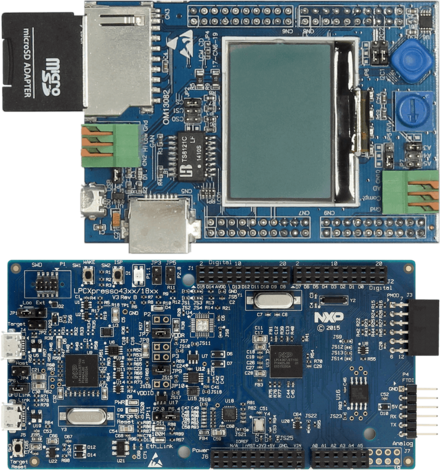 NXP - LPCXpresso V3 REVB, evaluation board top and bottom 