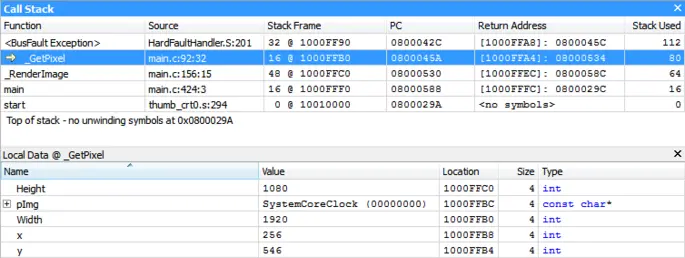 ozone exception callstack locals