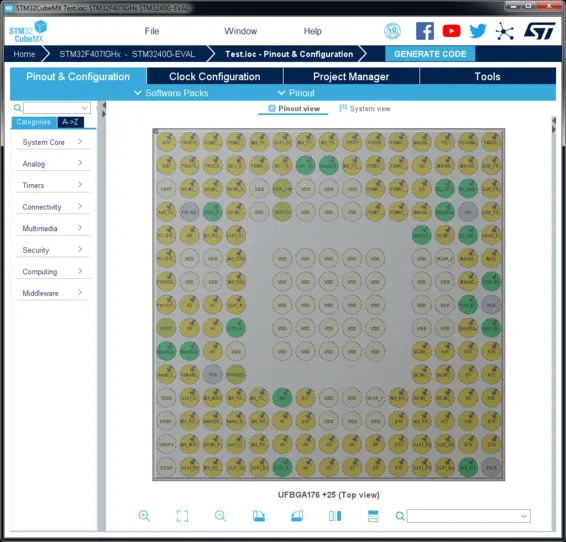 Basic project for the STM3240G-Eval in STM32CubeMX