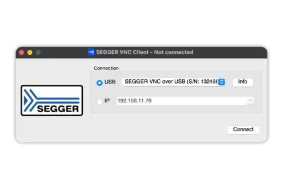 SEGGER VNC Client main window on macOS