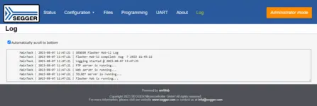 Display of log files of the Flasher Hub-12
